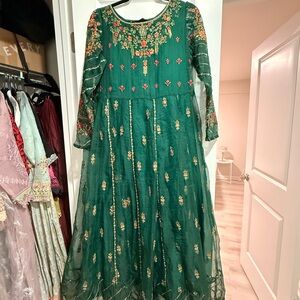 Sana Safinaz Elegant Green Embroidered Dress